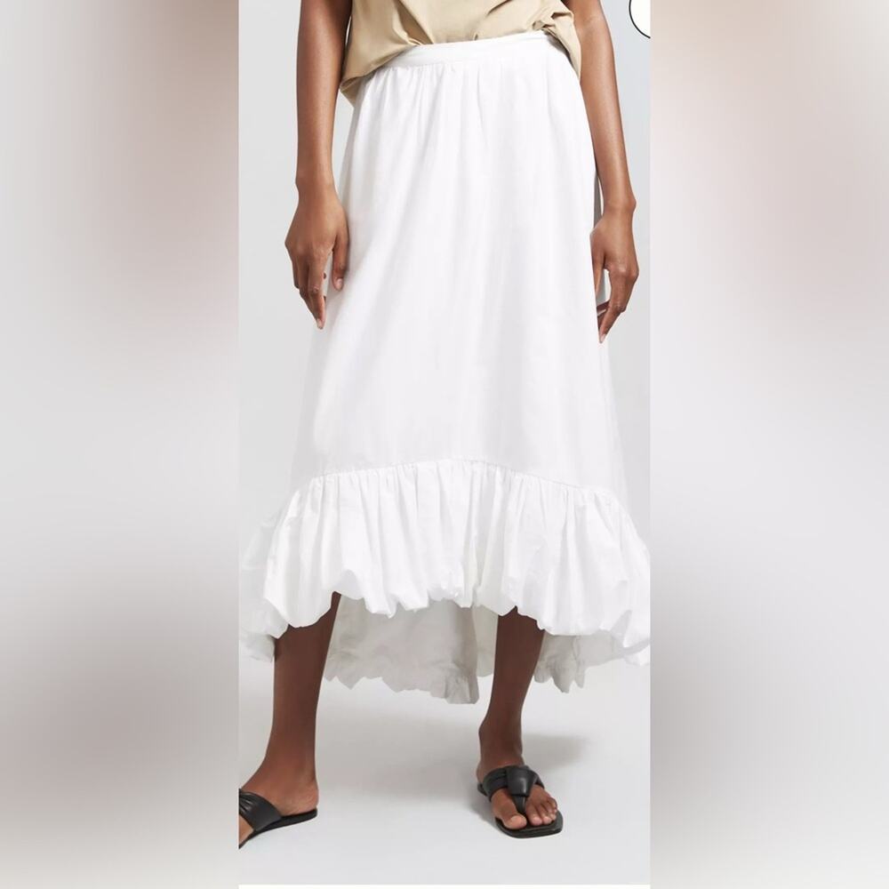 Anthropologie High-Low Bubble Skirt Women XL White NWT Cotton Prairie Maxi